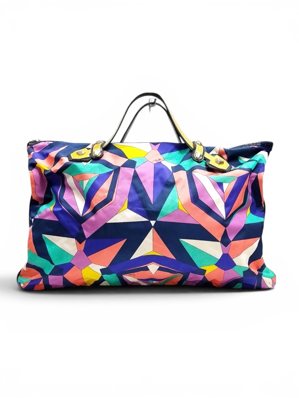 Emilio Pucci Multicolor Geometric Tote - Blue, Pink & Teal - Travel Bag